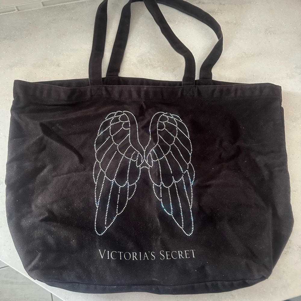 Victoria's Secret Black Tote Bag with Angel Wings